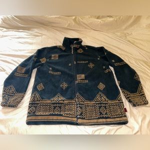 WOOLRICH green and brown Aztec fleece